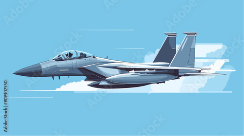 Illustration of a jet fighter. Air force. Military aircraft. Plane.