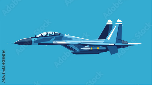 Illustration of a jet fighter. Air force. Military aircraft. Plane.