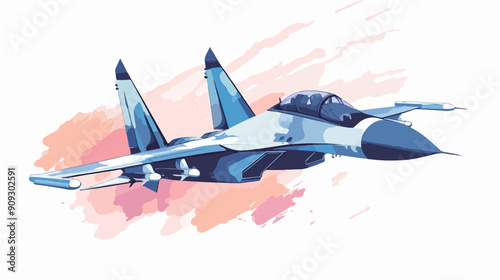 Illustration of a jet fighter. Air force. Military aircraft. Plane.