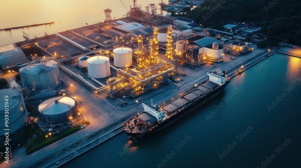 Aerial View of Industrial Complex at Dusk Aerial View of Industrial Complex at Dusk