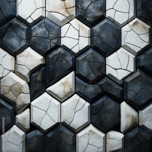 Stone paving slabs texture pattern. Gray stone tile mosaic puzzle.  Tile texture, 3D wallpaper stone tiles. Floor and street tiles. Interior and exterior design. Construction, renovation.