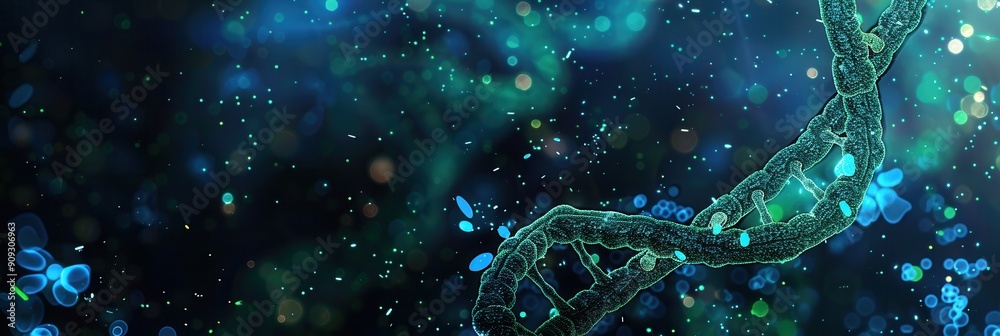 A vibrant double helix of DNA floats in an abstract background, blending colors and shapes to create a stunning visual representation of biology. Generative AI A vibrant double helix of DNA floats in an abstract background, blending colors and shapes to create a stunning visual representation of biology. Generative AI
