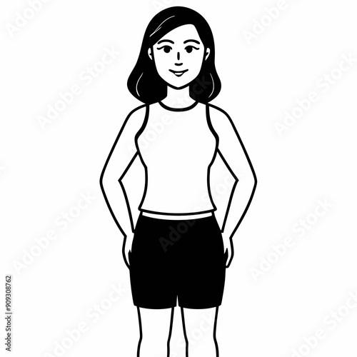 a girl Silhouettes standing possing looking front of camera