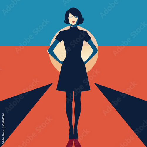 a girl Silhouettes standing possing looking front of camera