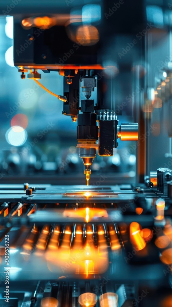 Close-up of a robotic arm working on a circuit board. Close-up of a robotic arm working on a circuit board.