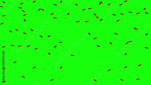 Animated falling red confetti pattern on Green Screen Black Color Silhouette Black Paper Cuts, Sprinkles or Sweet Sugar Decorations Background Motion Confetti pattern for birthday, party celebration. 