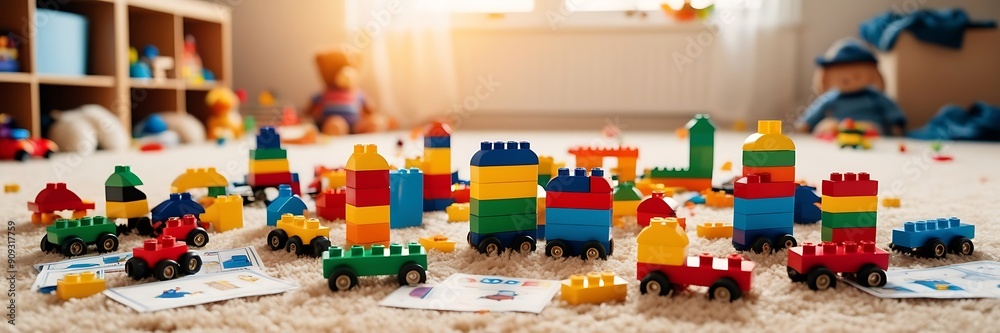 Colorful plastic toy blocks are arranged on a clean background. Colorful plastic toy blocks are arranged on a clean background.