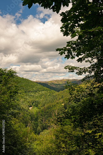 view from Kummelberg mountain near Bad Lauterberg over the Harz mountains photo