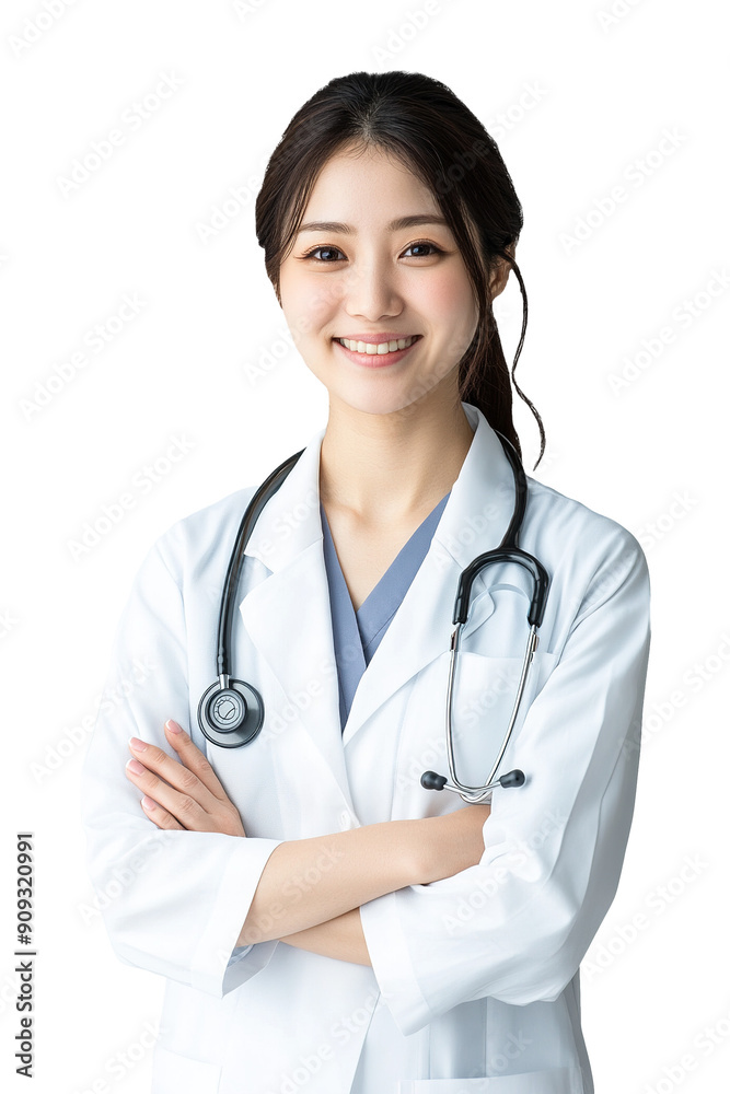 Japanese female doctor. Isolated and transparent Japanese female doctor. Isolated and transparent