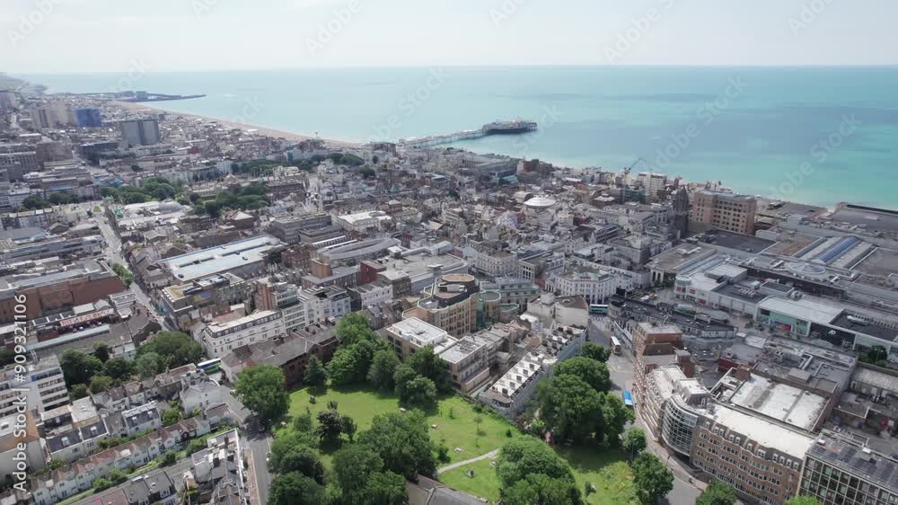 Brighton Palace Pier, famous amusement park in south of England, Summer aerial view 4K Brighton Palace Pier, famous amusement park in south of England, Summer aerial view 4K