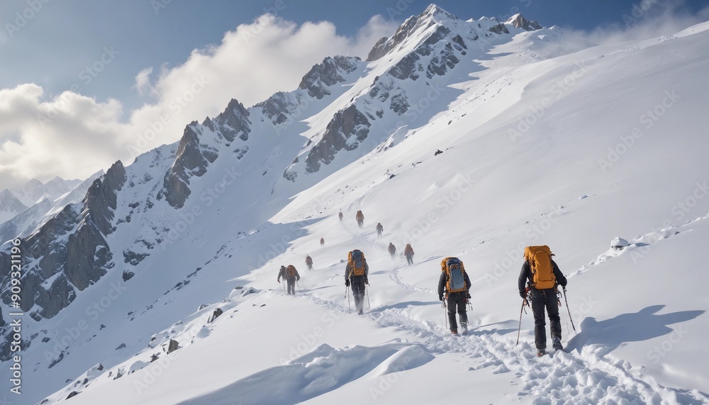climbers making their way up the snow-covered mountainside one after the other
climbers making their way up the snow-covered mountainside one after the other