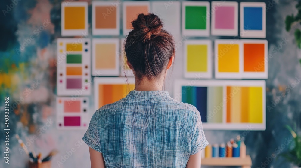 Woman in front of Color Swatches Woman in front of Color Swatches