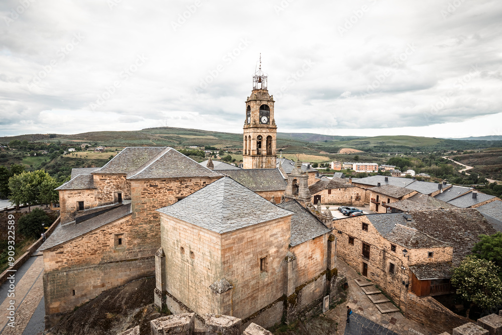 a view over Puebla de Sanabria old town and the church of Santa María del Azogue, province of Zamora, Castile and Leon, Spain a view over Puebla de Sanabria old town and the church of Santa María del Azogue, province of Zamora, Castile and Leon, Spain