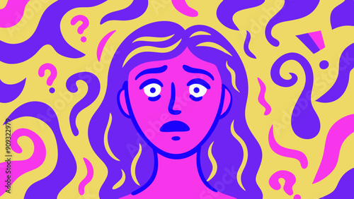 confused girl art