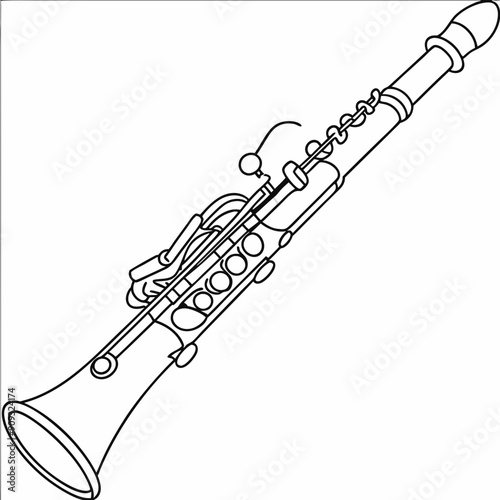 Line art drawing of a clarinet 