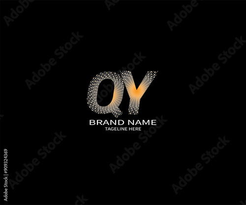 QY letter logo creative design. QY unique design. QY creative initials letter logo concept. QY letter logo design on black background photo