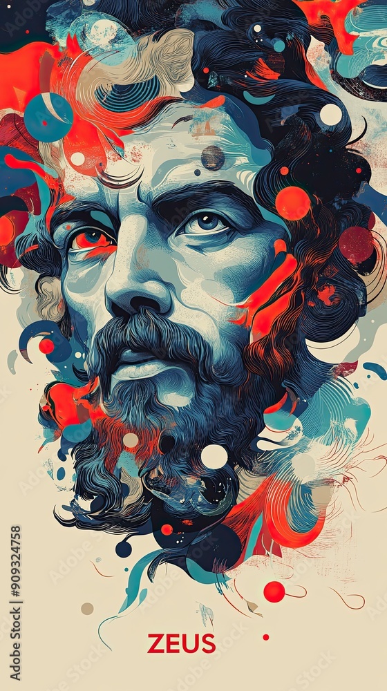 Zeus in Colorful Abstract Art Style Zeus in Colorful Abstract Art Style