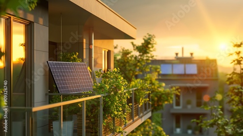 Two solar panels on a balcony energy saving