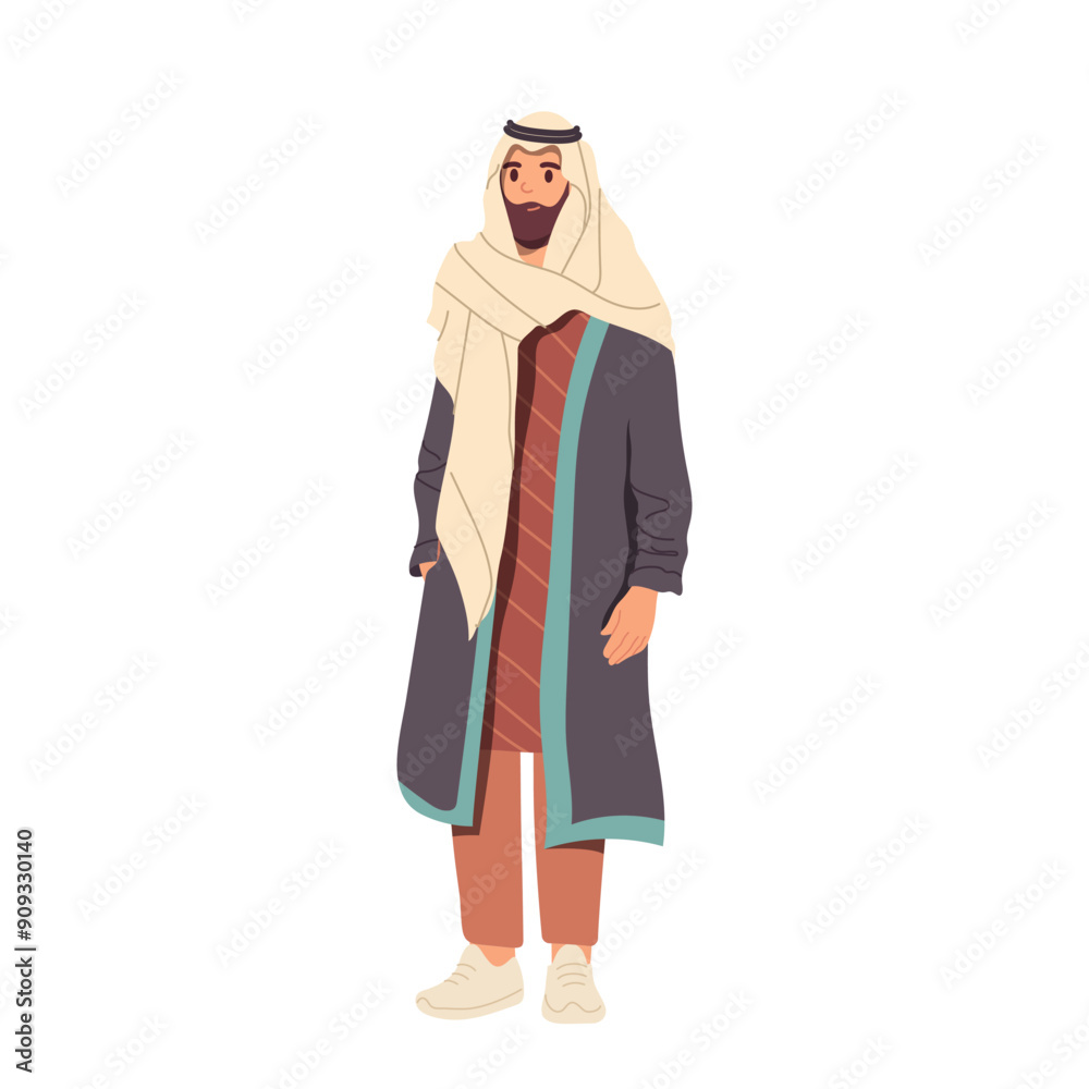 Φωτογραφία Adult arabic man cartoon character wearing traditional turban ethnic accessory a