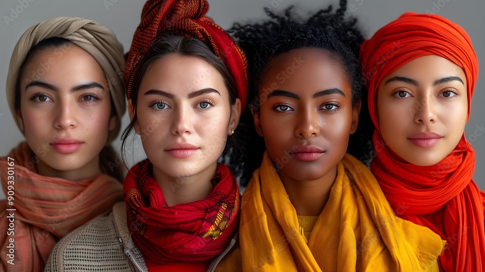 Diverse Group of Women in Colorful Headscarves Diverse Group of Women in Colorful Headscarves
