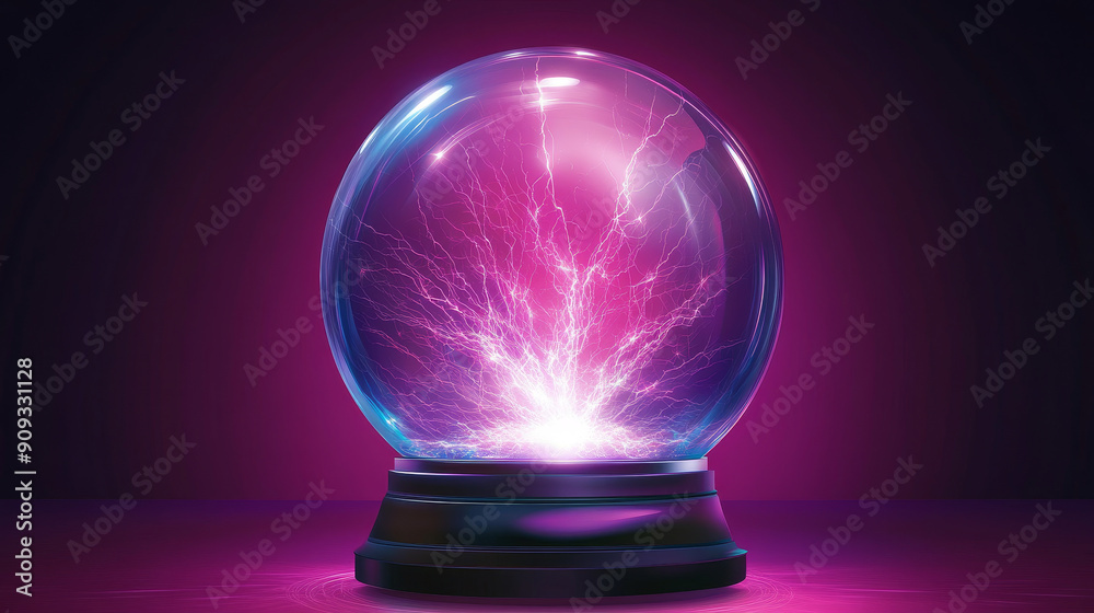 **Vector illustration of a glass crystal ball with static discharges, symbolizing prediction and mystical insights.** **Vector illustration of a glass crystal ball with static discharges, symbolizing prediction and mystical insights.**