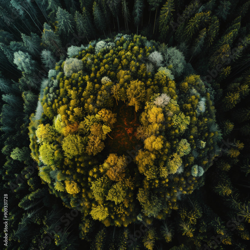 Verdant Globe: Aerial View of a Dense Forest Canopy photo