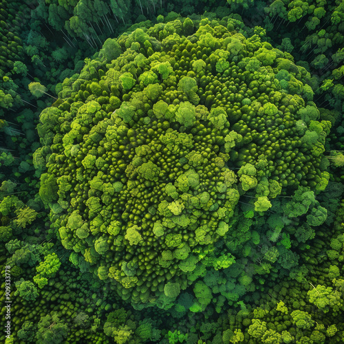 Verdant Globe: Aerial View of a Dense Forest Canopy photo