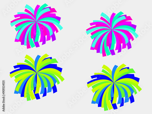 Set of multicolored pom poms vector.

