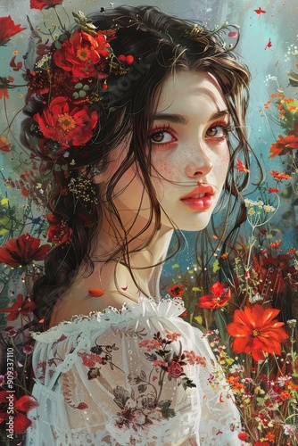 A Woman Surrounded by Blooms