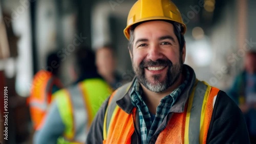 Wallpaper Mural A White male construction worker is smiling while on the job Torontodigital.ca