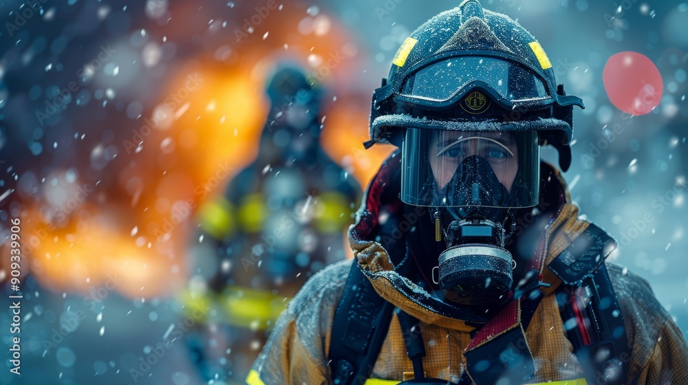 Brave Firefighters Battling Flames While Snow Falls in Winter Conditions Brave Firefighters Battling Flames While Snow Falls in Winter Conditions