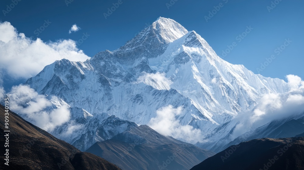 Snowy Mountain Peak with Cloudy Sky Snowy Mountain Peak with Cloudy Sky