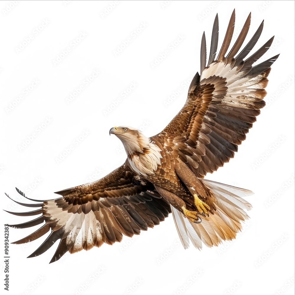 Obraz premium a powerful crested eagle isolated on a white background, in flight