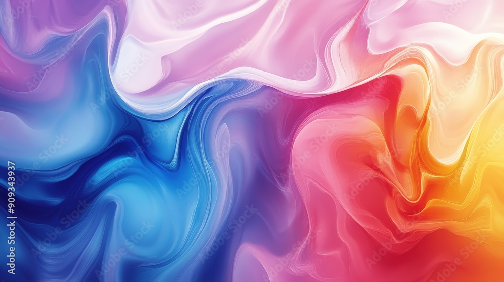 Abstract fluid art with vibrant colors, swirling patterns of pink, blue, and yellow. Creative design and artistic background concept Abstract fluid art with vibrant colors, swirling patterns of pink, blue, and yellow. Creative design and artistic background concept