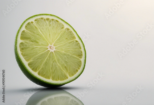 Ripe slice of lime citrus fruit isolated on transparent background