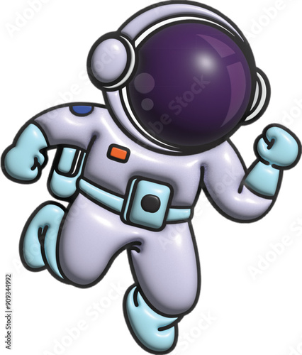 3d illustrasion kawai cute astronaut