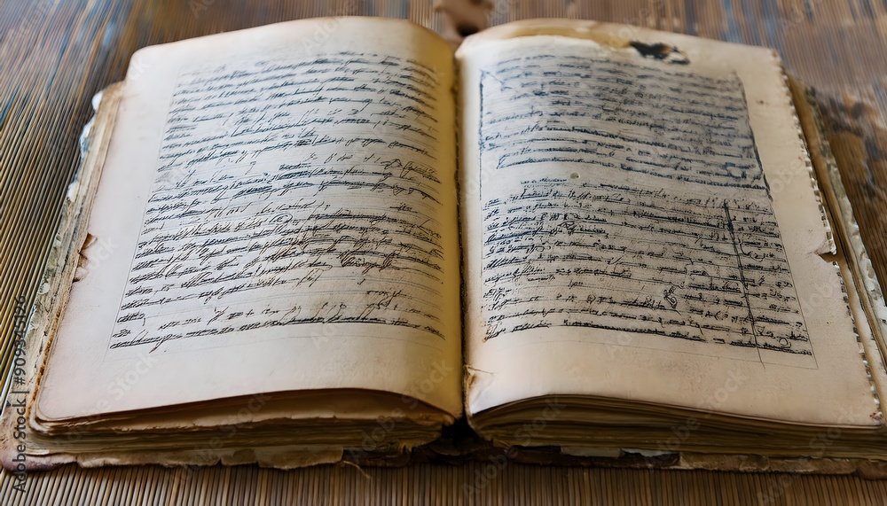 Obraz premium Old handwritten book on the table