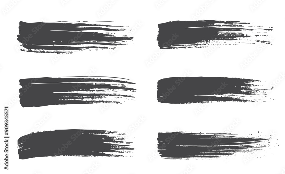 grunge brush stroke set. black ink textures. isolated vector images in simple style grunge brush stroke set. black ink textures. isolated vector images in simple style