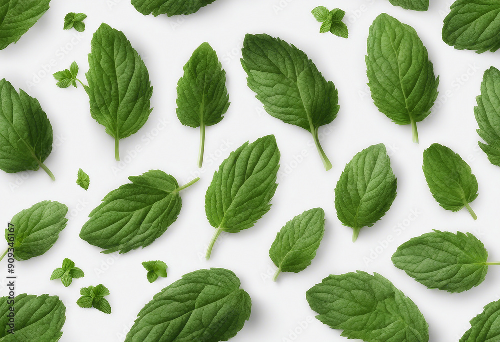 Set of healthy herbs elements Fresh peppermint isolated on transparent background Set of healthy herbs elements Fresh peppermint isolated on transparent background