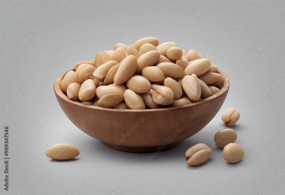 Sets of pine nuts in a wooden bowl isolated on transparent background Sets of pine nuts in a wooden bowl isolated on transparent background