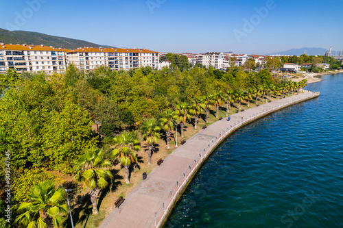 Korfez, Kocaeli, Turkey. Korfez is a town in Kocaeli province, Turkey. Aerial view with drone. photo