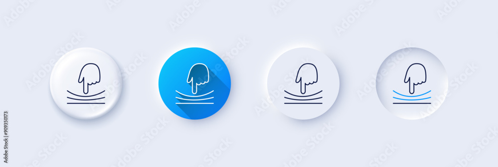 Elastic line icon. Neumorphic, Blue gradient, 3d pin buttons. Resilience material sign. Line icons. Neumorphic buttons with outline signs. Vector Elastic line icon. Neumorphic, Blue gradient, 3d pin buttons. Resilience material sign. Line icons. Neumorphic buttons with outline signs. Vector