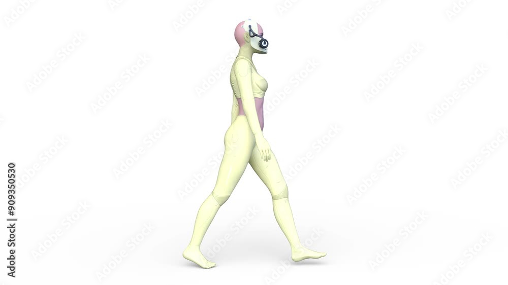 歩くサイバーウーマン 3DCGレンダリング 歩くサイバーウーマン 3DCGレンダリング