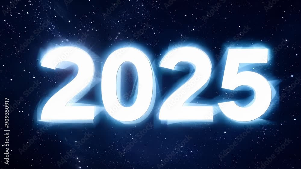 New year celebration: Against a backdrop of ling stars the year 2025 appears in bold text capturing the majesty of the starry sky. New year celebration: Against a backdrop of ling stars the year 2025 appears in bold text capturing the majesty of the starry sky.
