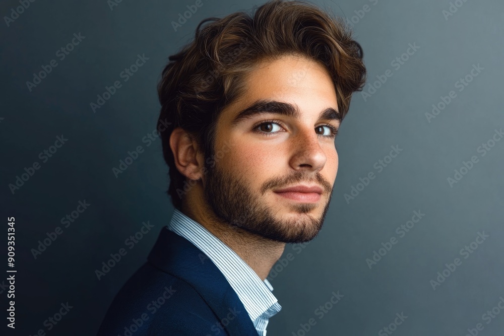 Φωτογραφία Portrait of a Confident Young Man with Beard and Stylish Hair in Formal Attire