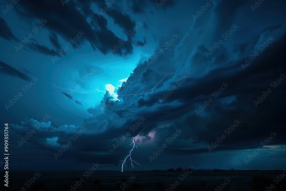 dramatic forked lightning strike illuminating stormy night sky silhouetted landscape electric blue glow highcontrast black clouds raw power of nature dramatic forked lightning strike illuminating stormy night sky silhouetted landscape electric blue glow highcontrast black clouds raw power of nature