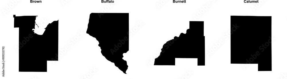 Brown, Buffalo, Burnett, Calumet outline maps Brown, Buffalo, Burnett, Calumet outline maps