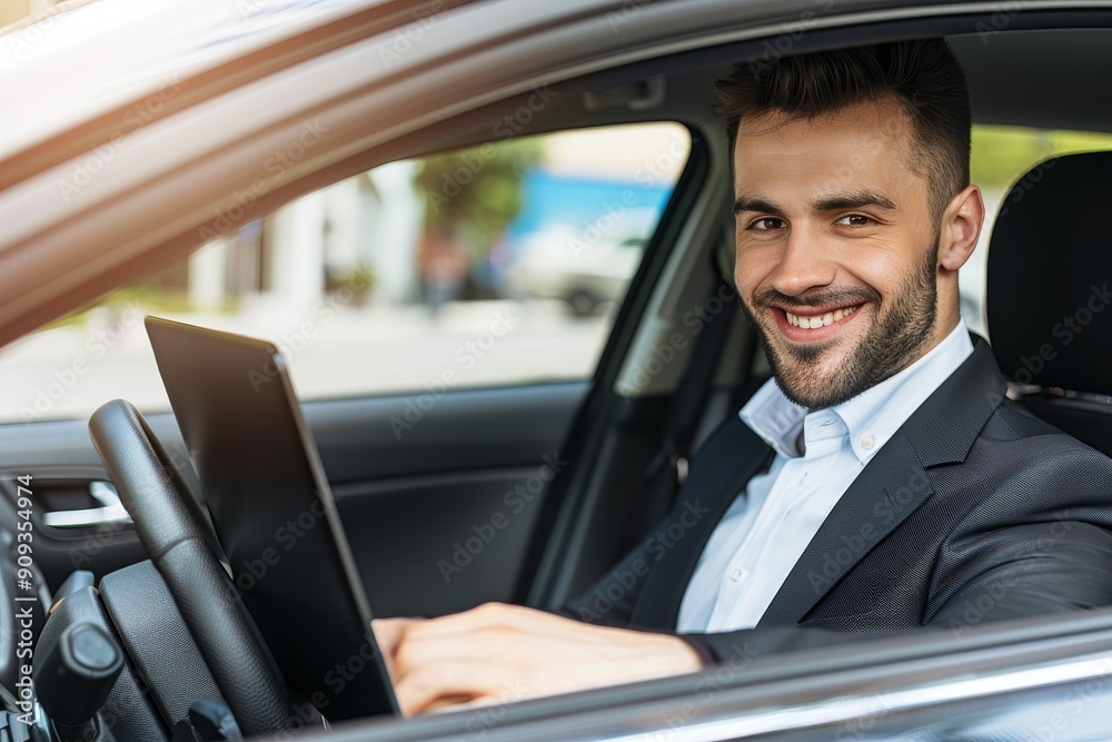 transport, business and communication concept - smiling male passenger or businessman using smartphone on back seat of taxi car. Beautiful simple AI generated image in 4K, unique. transport, business and communication concept - smiling male passenger or businessman using smartphone on back seat of taxi car. Beautiful simple AI generated image in 4K, unique.