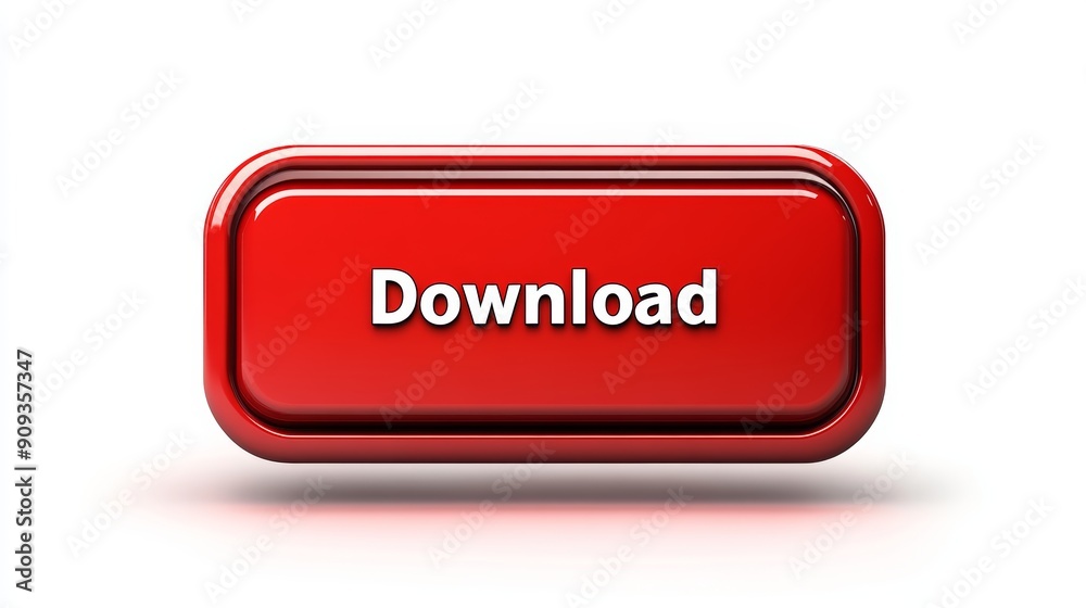 Red download button, white background Red download button, white background
