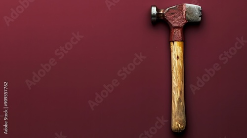 Work tool on burgundy background